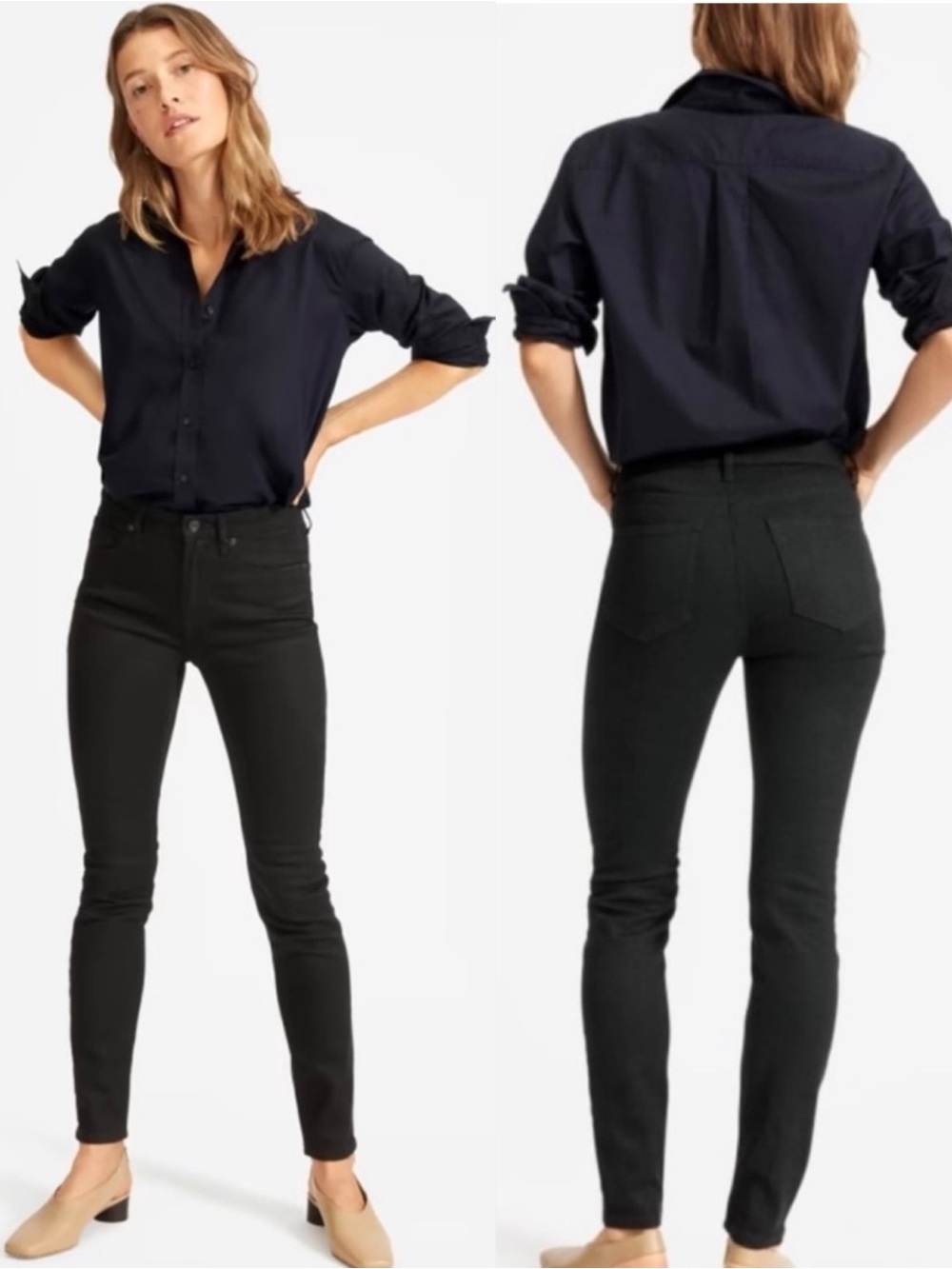 NWT Everlane Mid-Rise Skinny Jeans Black Regular NEW